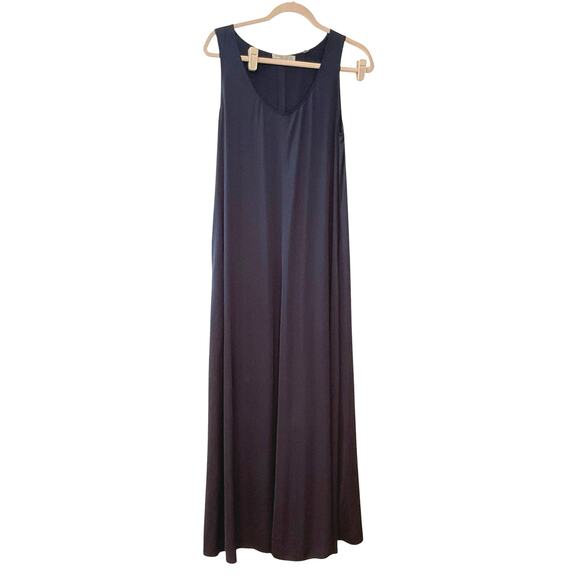 Vince Women's Sleeveless V Neck A Line Solid Maxi Dress Dark Blue Size M Pockets - Picture 1 of 9